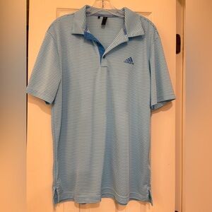Adidas blue stripe golf shirt